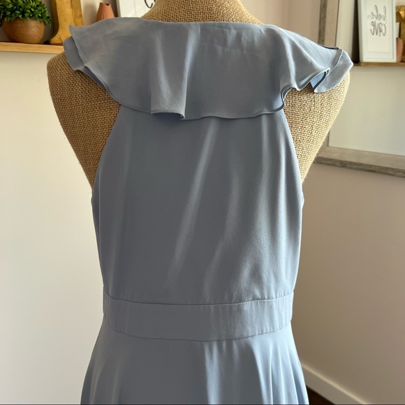 🏷SOLD Anthropologie Dusty Blue Ruffle Wrap Dress - Picture 6 of 12
